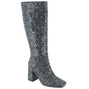 CORKYS Yolo Glitter Knee High Boots Sapphire Retro Sparkle Size 8 NWT